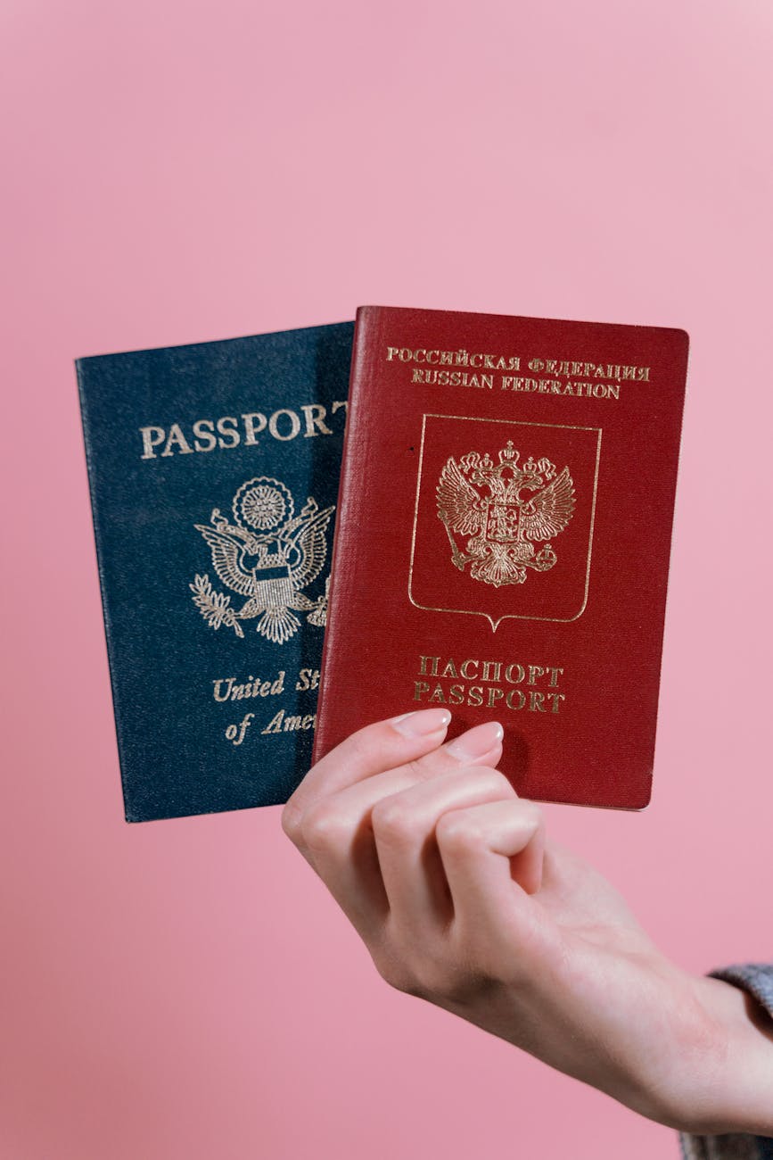 A person holding passports